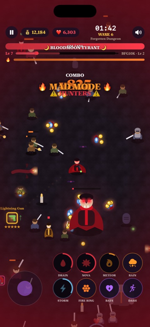 Vampire Fire main menu showing the 10 cursed castles