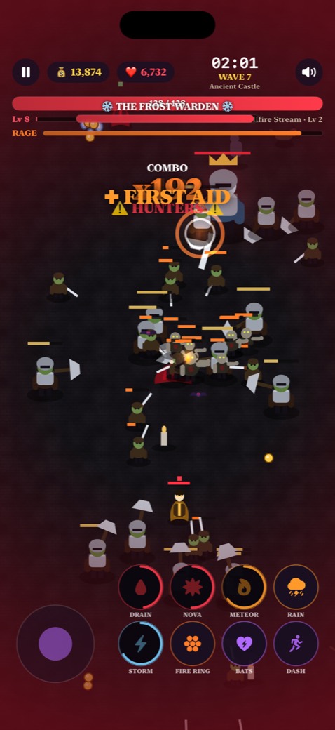 Auto-casting hellfire and chaining combos in Vampire Fire